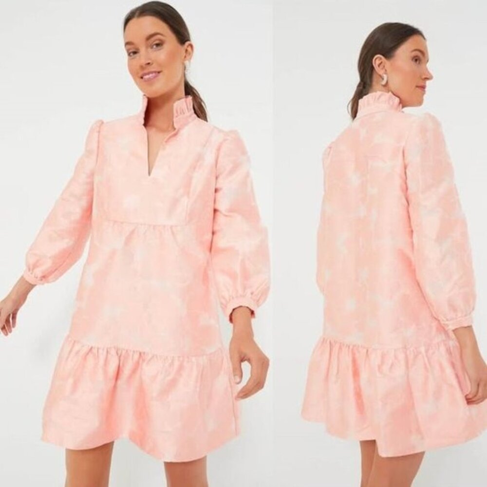 Tuckernuck Pale Pink Ruffle-Trim Long Sleeve Dress